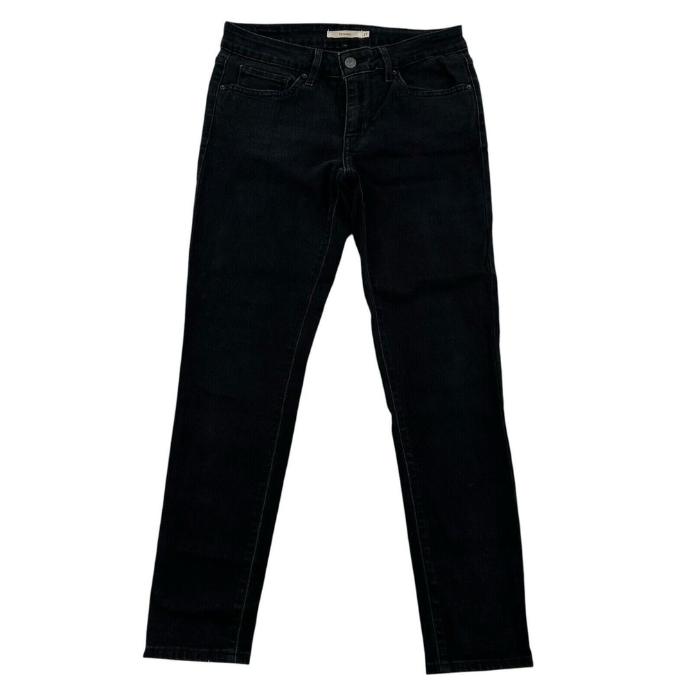 Levis 711 Womens 27 Skinny Jeans Black Mid Rise Denim Pants Y2K Grunge Casual